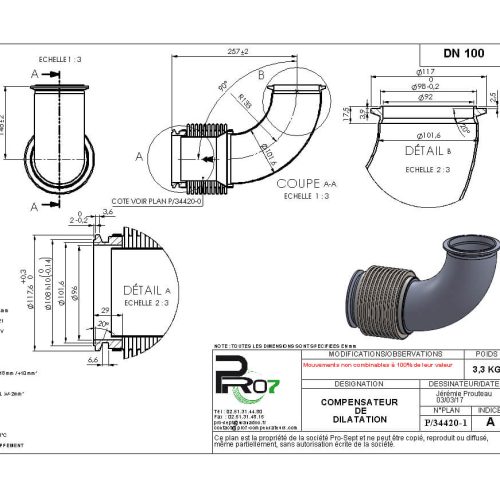 Réalisation compensateur de dilatation par ProSept en Vendée, conception et la fabrication des compensateurs de dilatation et des tuyaux flexibles métalliques